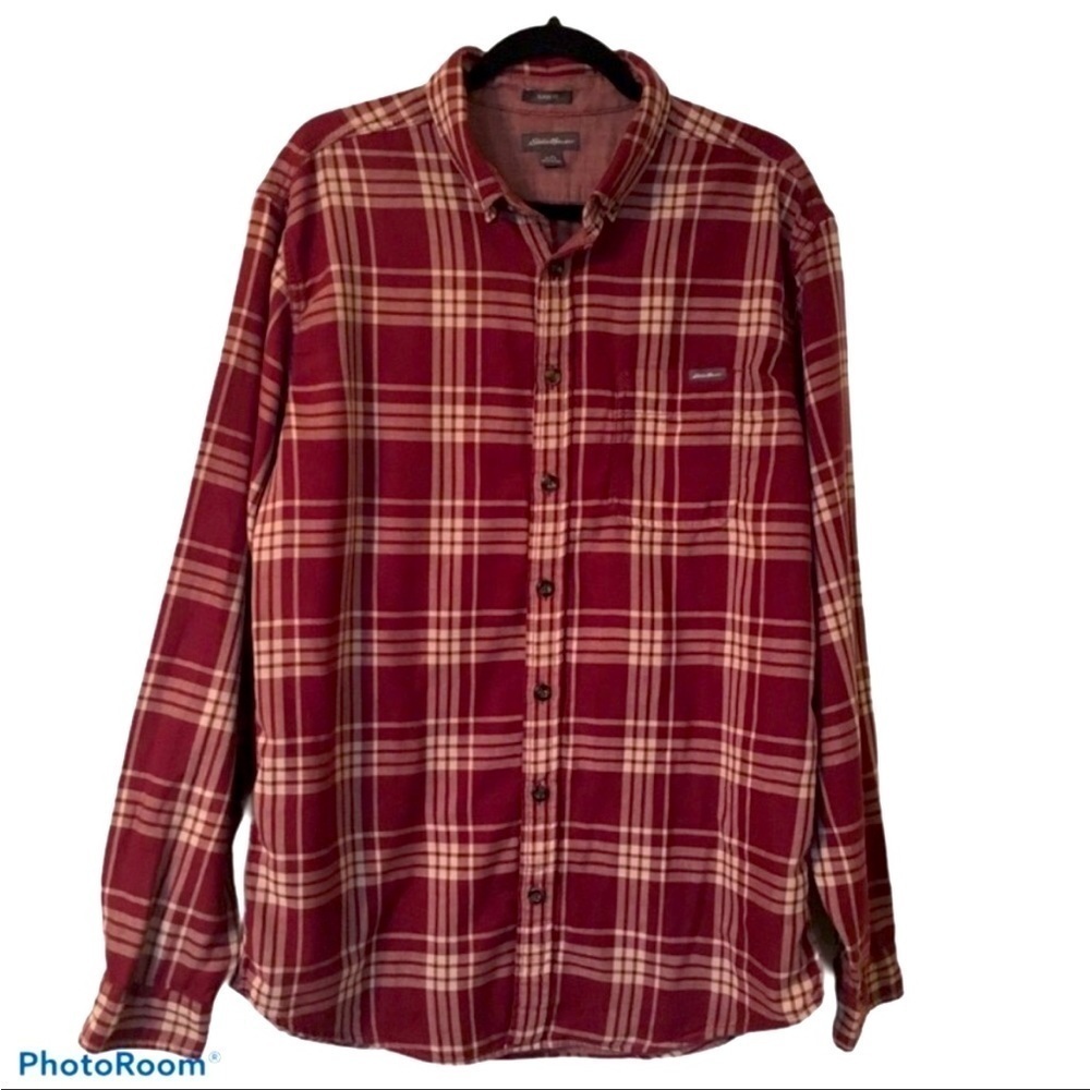 Classic Fit Red Plaid Button Down Shirt Tall TL Cotton